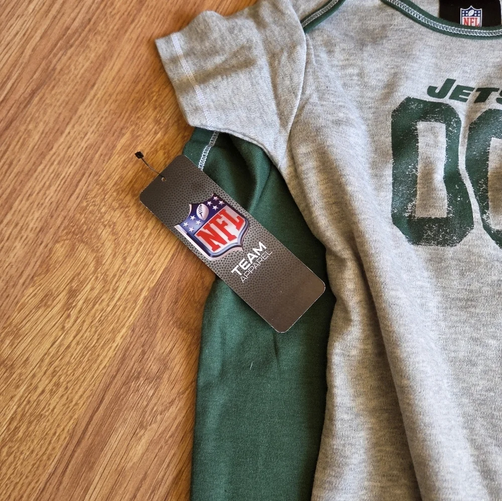 NY Jets Baby 24M Bodysuit 2pc NFL NWT 100% Cotton Football Athletic